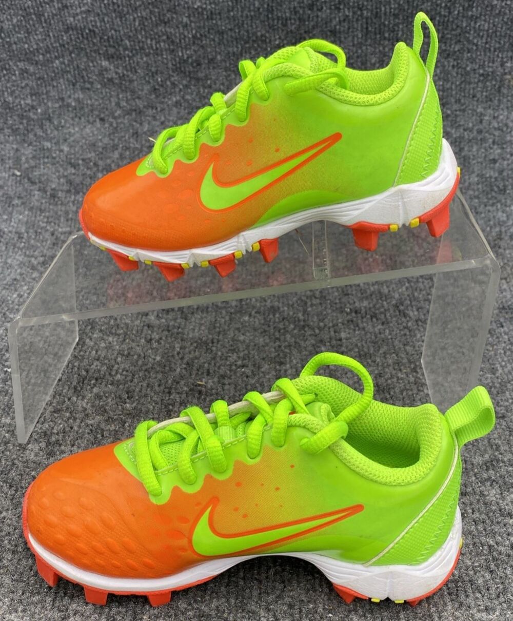 Nike Hyperdiamond 2 Keystone Youth Softball Cleats Green Orange 856435-336 10C